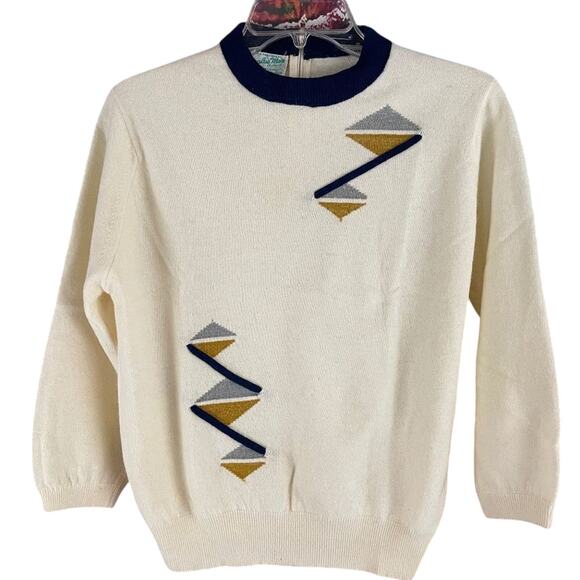 Vintage Douglas Marc Lambs Wool Fur Fiber Abstract Sweater Small 70s - Picture 1 of 11